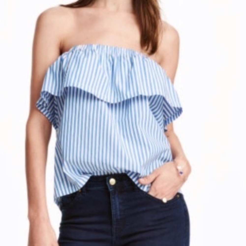H&M Striped Strapless Top